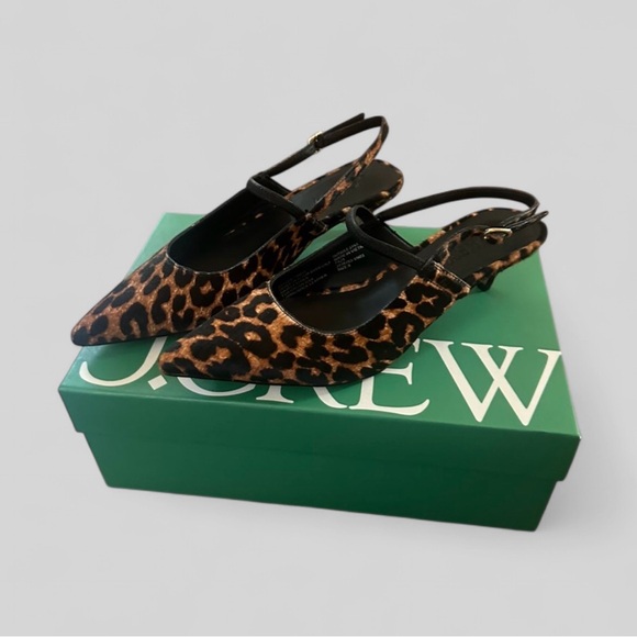 J.Crew Robin slingback Cheetah kitten heels 7.5 Brand New in Box - Picture 3 of 10